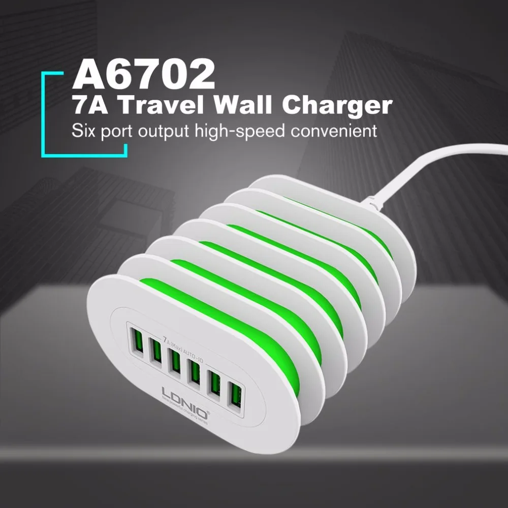 

A6702 Phone Bracket Charging Head 6 Ports USB Charger 7A Travel Wall Charger Adapter Smart Multifunctional Charger