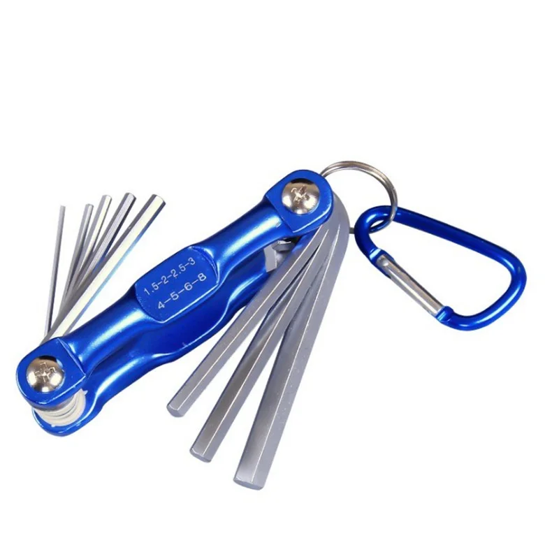 

8 in1 Folded Metal metric Allen wrench set Plum inside Hexagonal Screwdriver Hex Key spanner Portable bike repair Hand tools Set