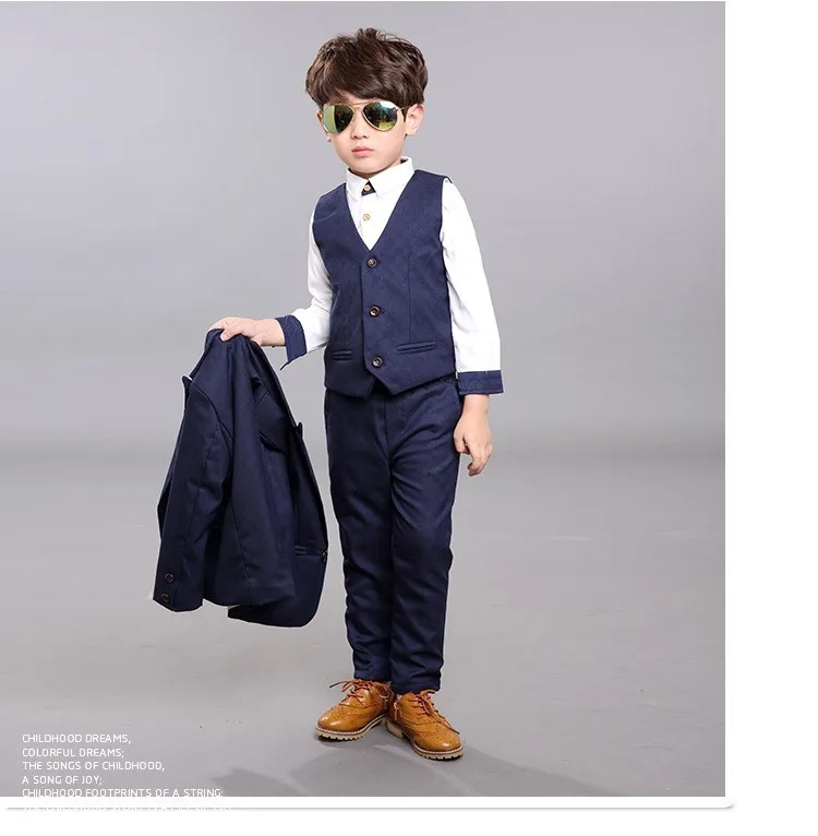 Детский костюм костюмы для маленьких мальчиков Детский Блейзер торжественный костюм для мальчиков на свадьбу, одежда для мальчиков, куртки+ жилет+ штаны, От 3 до 10 лет из 3 предметов