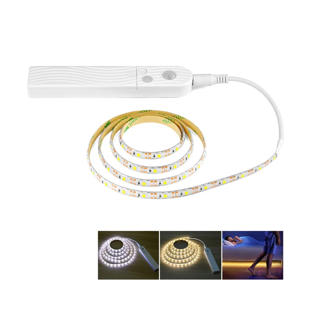 

AIMENGTE Body Movement Activated Smart Turn ON/OFF LED Strip Night Light 1M 2M 3M Flexible LED Adhesive Tape for Bed Room/Closet