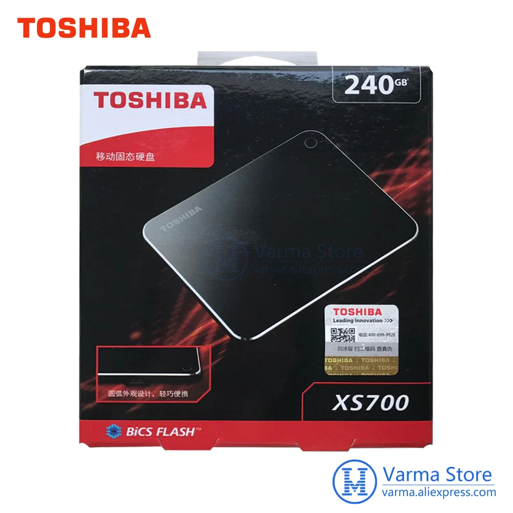 

TOSHIBA XS700 Series 240GB Mobile Solid State Drive High Speed USB 3.1 Read Speed Up to 550MB / s External Hard Drive Encrypted