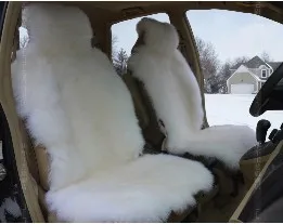 Специальный благоприятный Зимний из натуральной чистой шерсти длинный мех универсальный чехол для автомобильных сидений набор - Название цвета: Белый