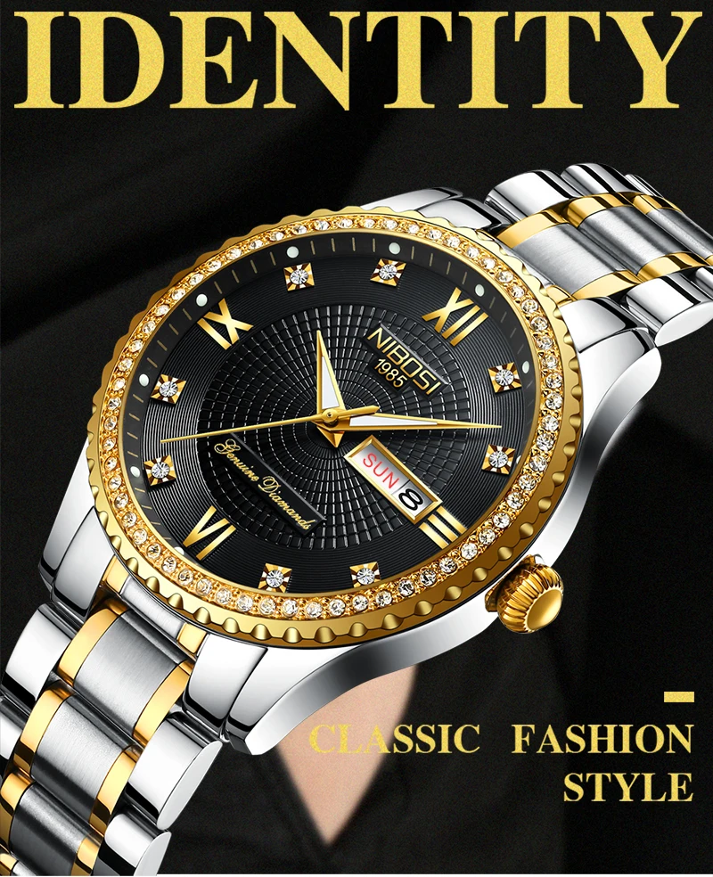 Mens Watches Top Brand Luxury Automatic Mens Watches Quartz Mens Watches Gold NIBOSI Men's Watches Gold Luxury Clocks And Watche (1)