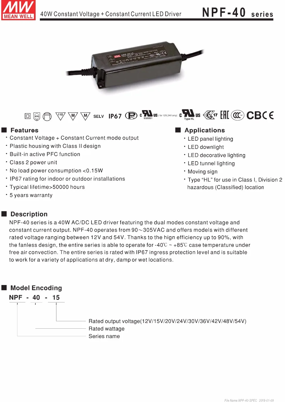 NPF-40-SPEC-1