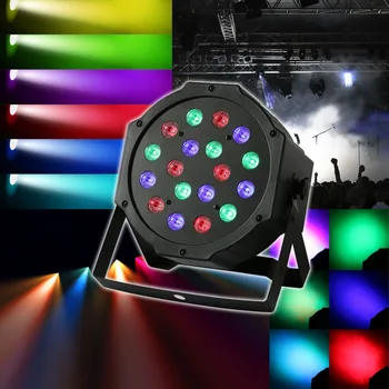 

18X3W LED PAR64 54W Slim Par Can DMX Flat Par Light RGB Color Lighting Projector Party DJ Light in usa supermarket