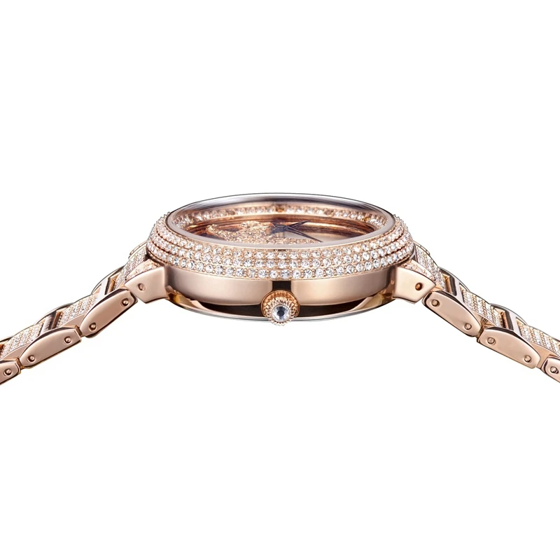 Women's Luxury Bling Rhinestone Full Steel Leopard Watches Women Fashion Trendy Quartz Watch Waterproof Rose Gold Silver Clock