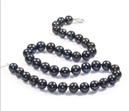 

2015 GORGEOUS 17"10-11MM AAA+TAHITIAN NATURAL BLACK PEARL NECKLACE 14K WHITE ^^^@^Noble style Natural Fine jewe FREE SHIPPING