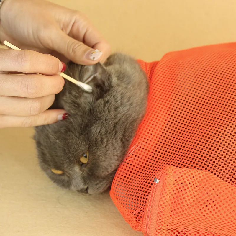 Mesh Cat Bathing Bag Cats Grooming Washing Bags Cat Bath Clean Bag No Scratching Bite Restraint Cat Supplies Nail Cutting 23