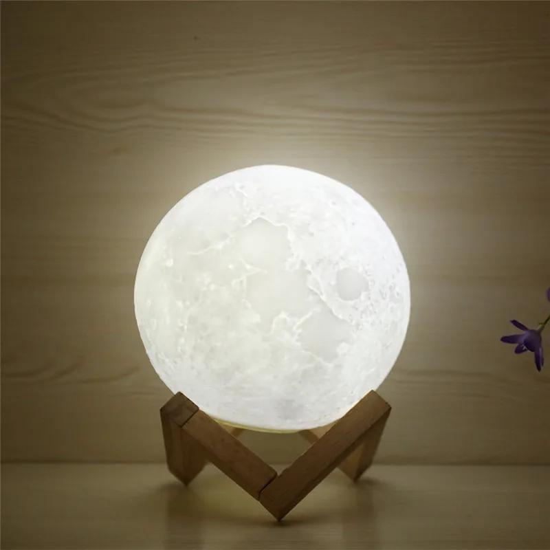 

Moon Lamp Rechargeable 3dPrint Touch Switch 2 Color Change 15cm Induction Night Light Bedroom Bedside Home Decor Creative Gift