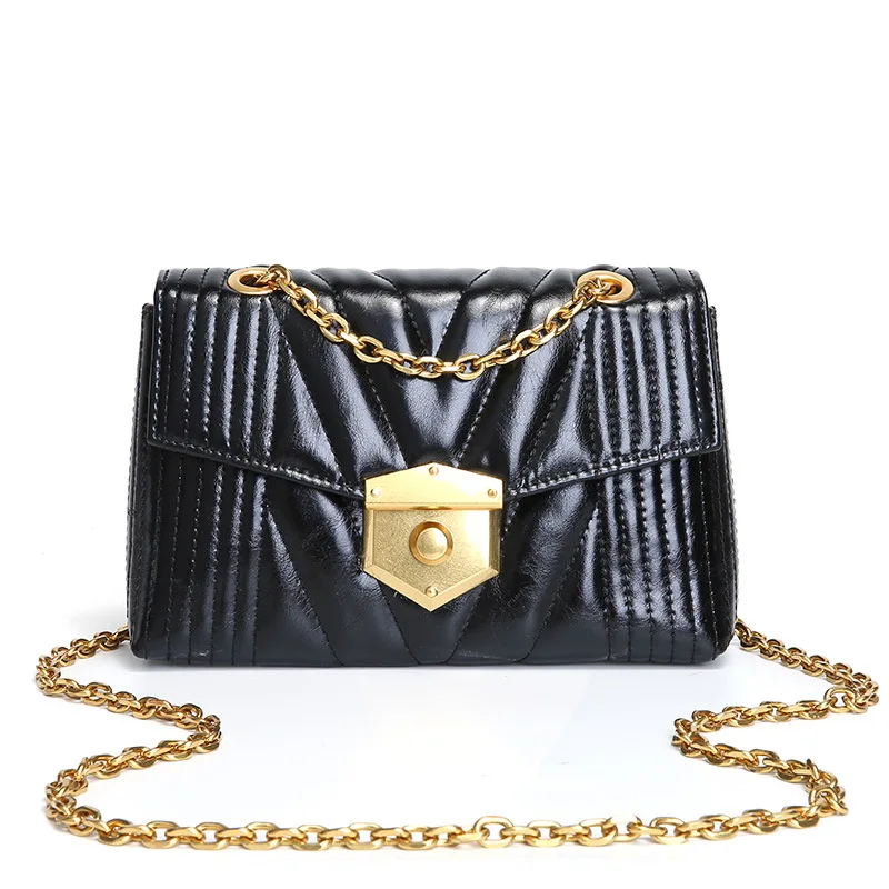 

Fashion brand luxury chain-style handle design women messenger bags high quality cowhide embroidery thread chain bag women