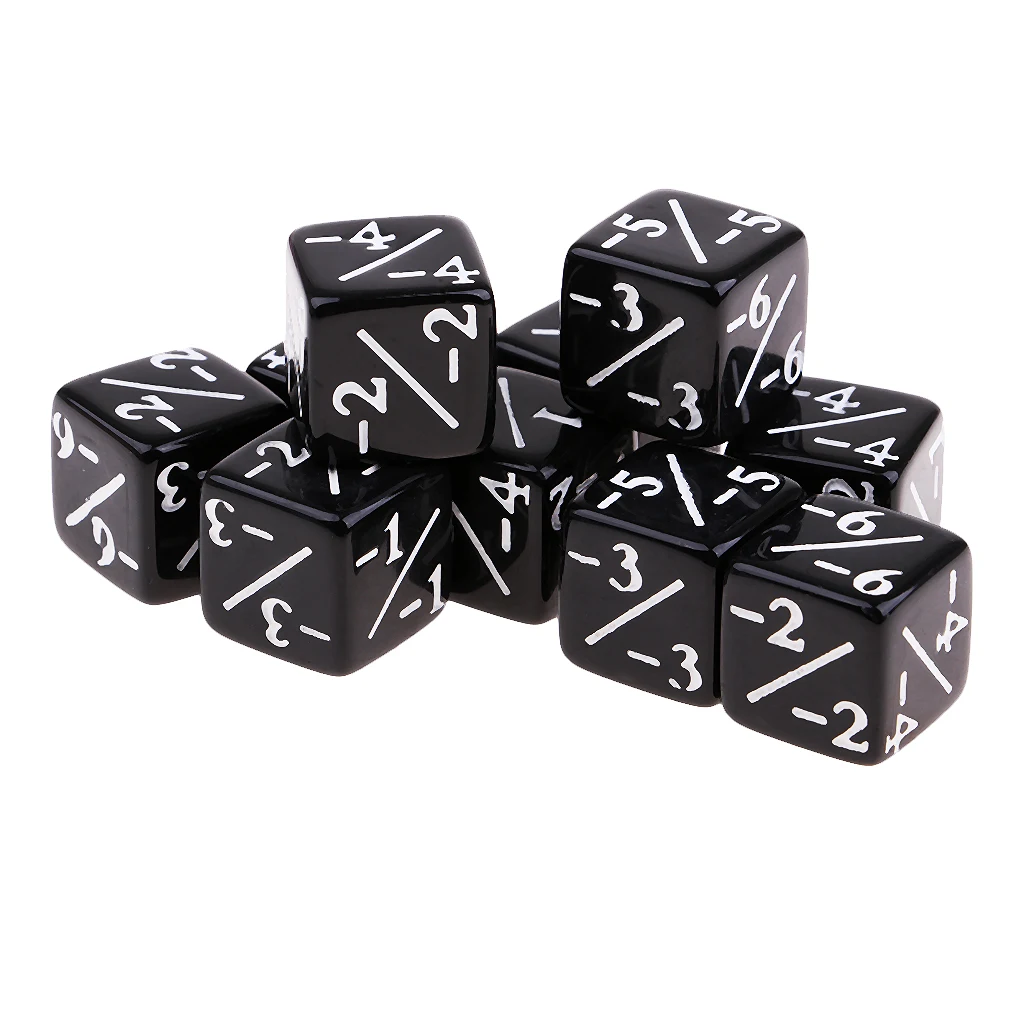 10 шт. Акриловые Игральные Кости 16 мм 6 сторонних игральных костей D6 кубики семейный набор для настольной игры D& D черный белый