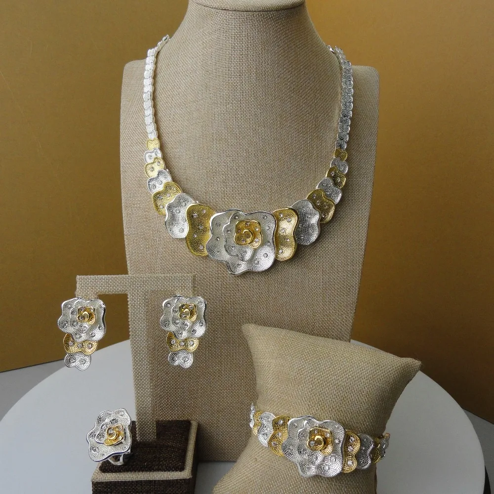 Yuminglai Dubai Costume Jewellrey Flower Shape Jewelry Sets for Women