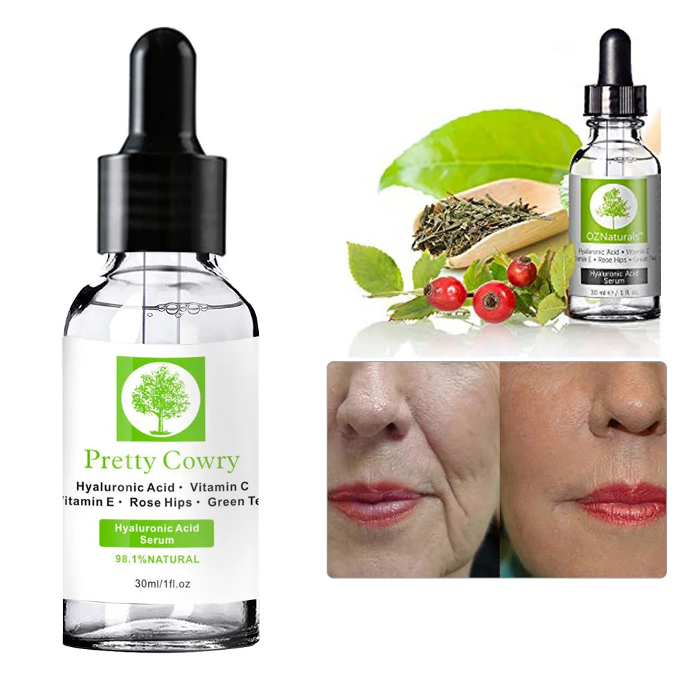 

98.1% Hyaluronic Acid Hydration Anti-Wrinkles Serum with VC VE Anti-oxidation, Rosehip Oil,Green Tea,30ml
