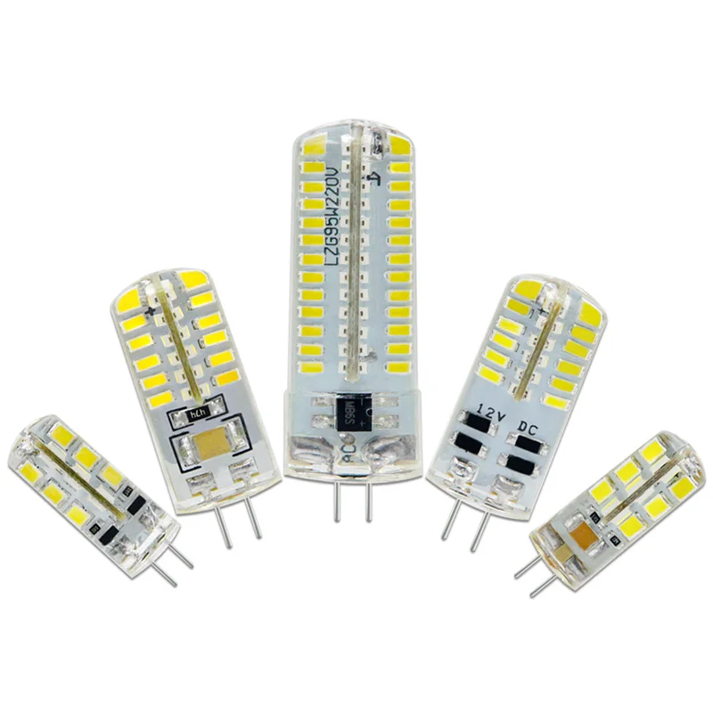

LED G4 Corn Bulb Silicone Lamps 3014 SMD 220V AC DC 12V G4 LED Lamp 20W halogen lamp g4 led 12v Chandeliers Lighting