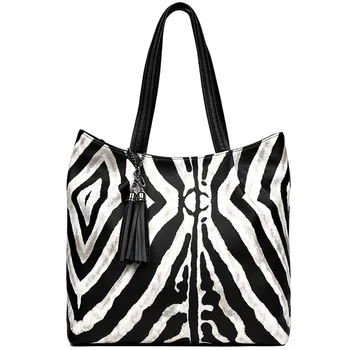 

Luxury Zebra Pattern Handbags Female Bag Tassel Large Capacity Shoulder Bag Ladies Messenger Bag Casual Tote Bag