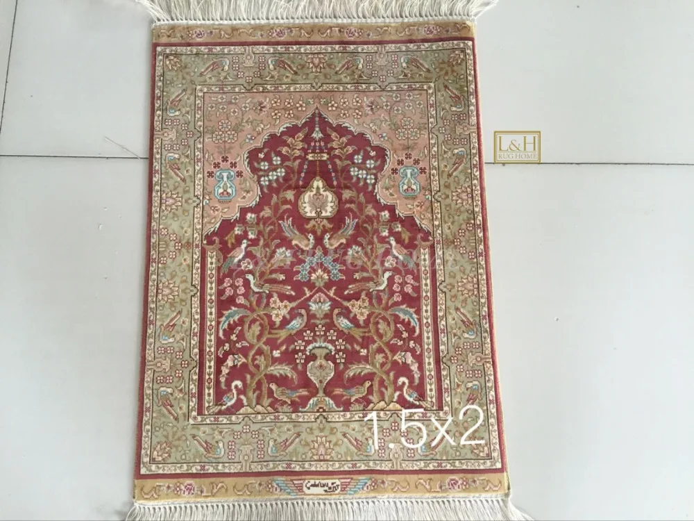 Free shipping 1.5'X2' 230 Line Handmade Silk Oriental Persian Rug hand