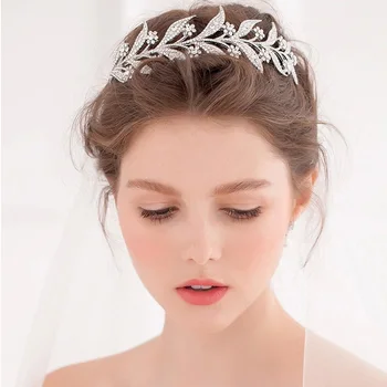 

2019 Wedding Crown Alloy Stunning Crystal Leaves Tiara Hair Vine Wedding Headband Hair Accessories Bridal Tiaras Hair Jewelry