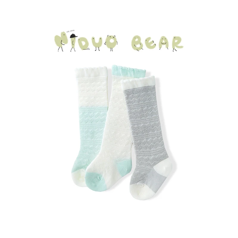 Niduo Bear/3 пары, милые колготки ярких цветов для маленьких девочек Детские хлопковые чулки для малышей, одежда, аксессуары