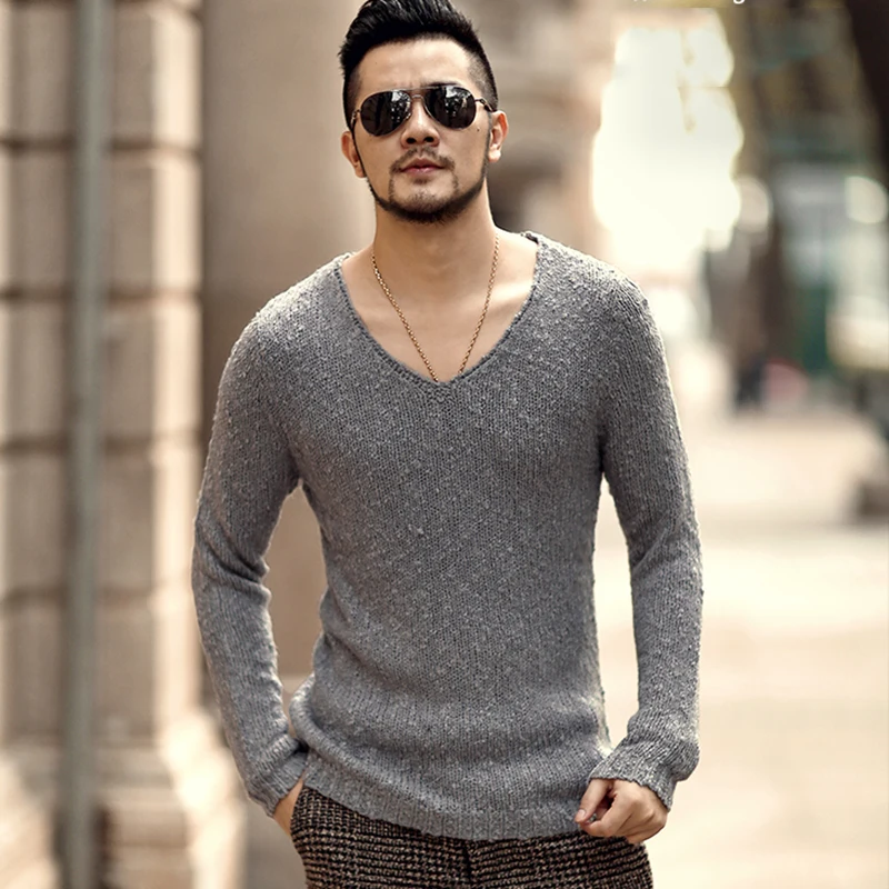Pullover Men V Neck Sweater Men's Brand 