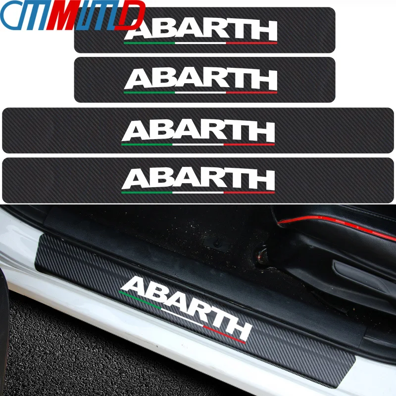 Автомобильный Стайлинг 4 шт. Abarth анти-удар анти-наклейка с надписью углеродного волокна порога протектор Наклейка s для Fiat Punto Abarth 500