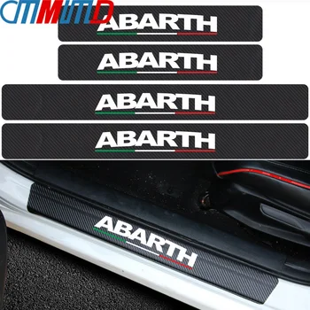 

Car Styling 4pcs Abarth Anti-kick Anti-Scratch Sticker Carbon Fibre Door Sill Protector Stickers For Fiat Punto Abarth 500