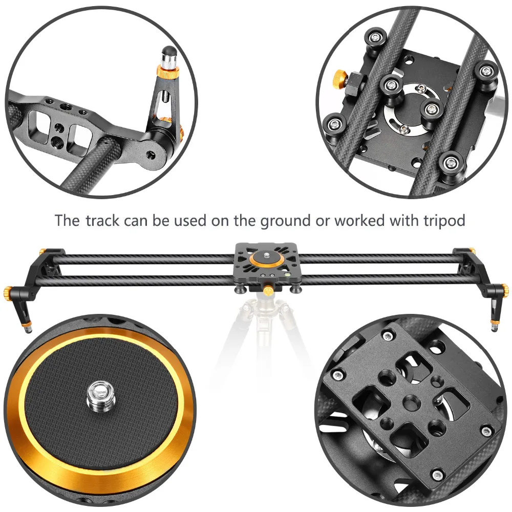  Neewer Carbon Fiber Camera Track Slider Video Stabilizer Rail with 6 Bearings for Canon/Nikon/Penta