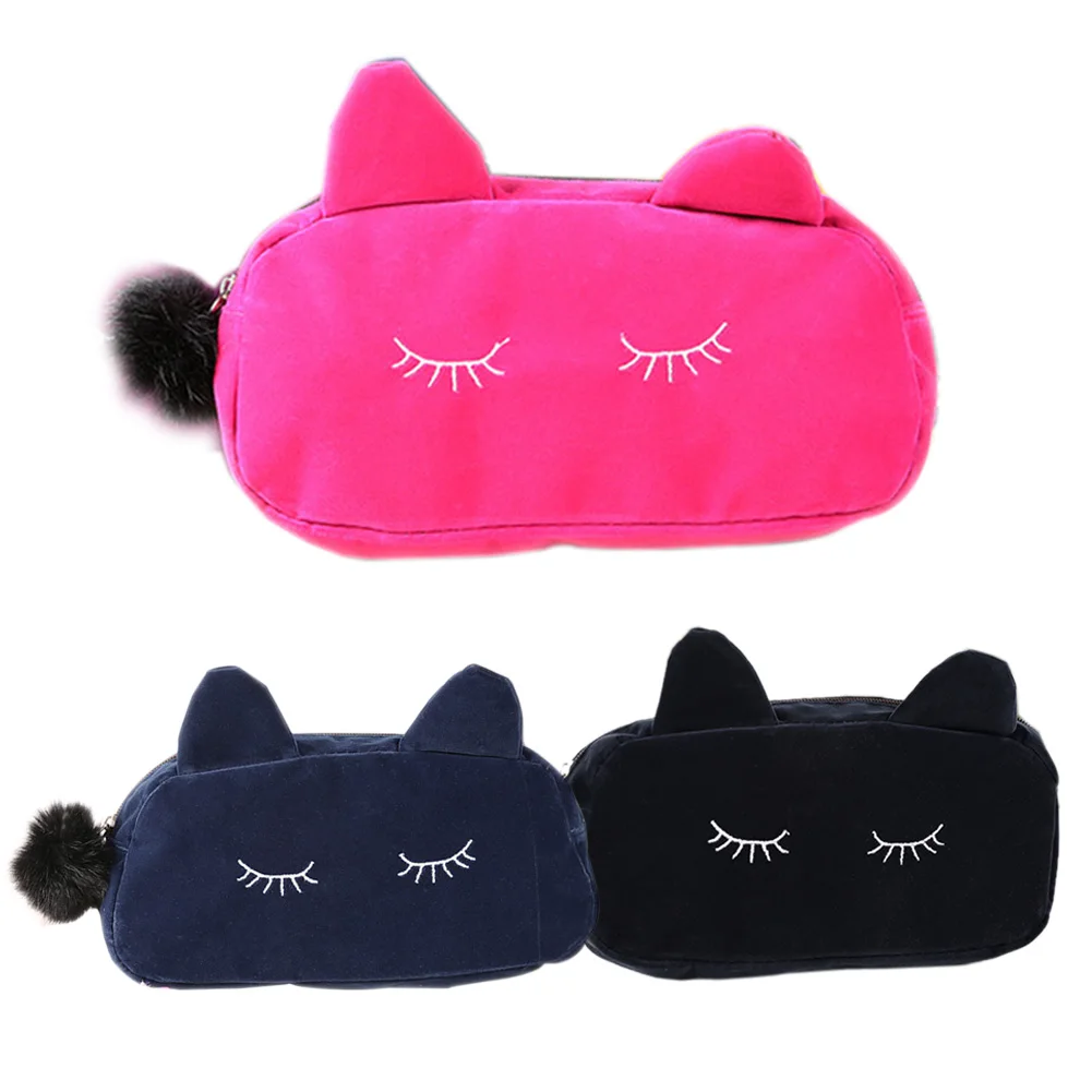 

Portable Cartoon Cat Coin Storage Case Travel Makeup Flannel Pouch Cosmetic Bag XIN-Shipping