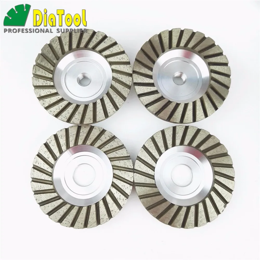 

DIATOOL Diameter 4 Inch/100mm Aluminum Based Diamond Grinding Cup Wheel Bore 22.23mm and M14 Thread Grinding Disc Diamond Wheel