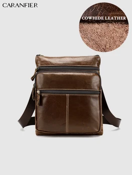 

CARANFIER Mens Travel Bags Genuine Cowhide Leather Business Briefcases Male Shoulder Crossbody Bags Casual Solid Messenger Bags