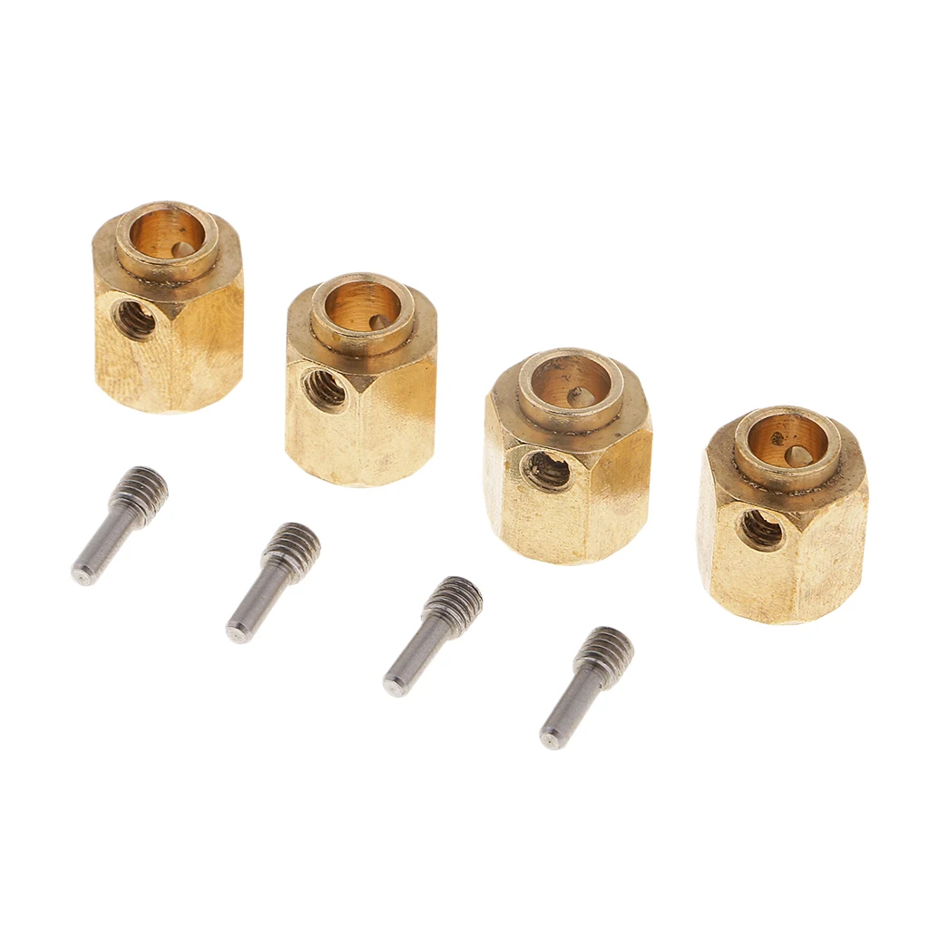 4Pcs 12mm Wheel Hub Brass Hexagonal Adapter Hex Adapter for 1/10 Traxxas TRX4 RC Crawler Truck Car Model