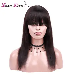 LUXE DIVA 14 дюймов Синтетические волосы на кружеве человеческих волос парики для черный Для женщин Малайзии не парик из натуральных волос с