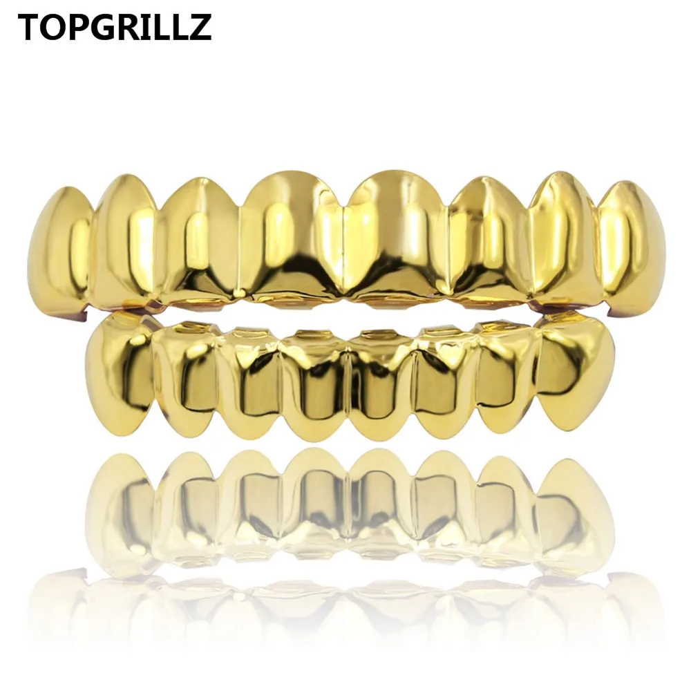 TOPGRILLZ 8/8 в стиле хип-хоп набор зубных решеток золотого и серебряного цвета, ювелирные изделия для тела в стиле панк, косплей, вечерние зубные решетки, подарки