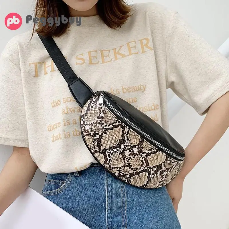 Модные кожаные змеиный принт сращивания Fanny Pack для обувь девочек для женщин спортивные талии Фанни карманы на ремне плеча сумки через плечо