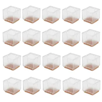 

20 Pcs 3-3.5cm Chair Leg Caps Furniture Feet Pads Wood Floor Protectors Set Table Covers -Square