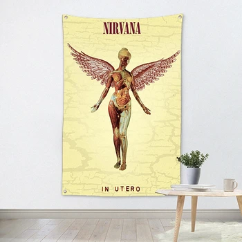 

Rock Keben Rock Band Poster Cloth Flags Curtain Wall Stickers Hanging paintings Billiards Hall Studio Theme Home Decoration