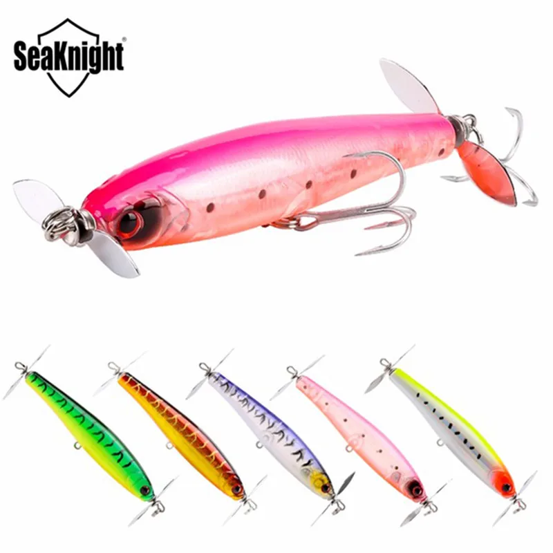 

SeaKnight SK034 5Pcs/lot 14.5g 90mm Fishing Lures Topwater Spinbait Double Propeller VMC Hooks Pencil Fishing Tackle Hard Bait