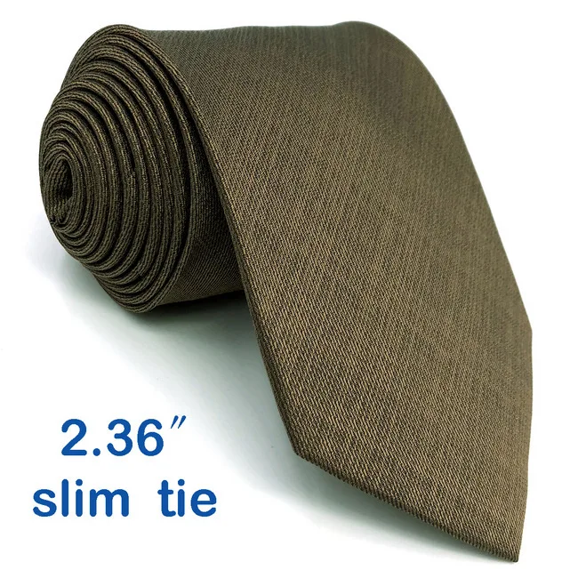 Skinny Size Tie D27 насыщенный Коричневый мужские шелковые галстуки удлиненные связей для Для мужчин платок 6 см галстук - Цвет: Skinny Size Tie