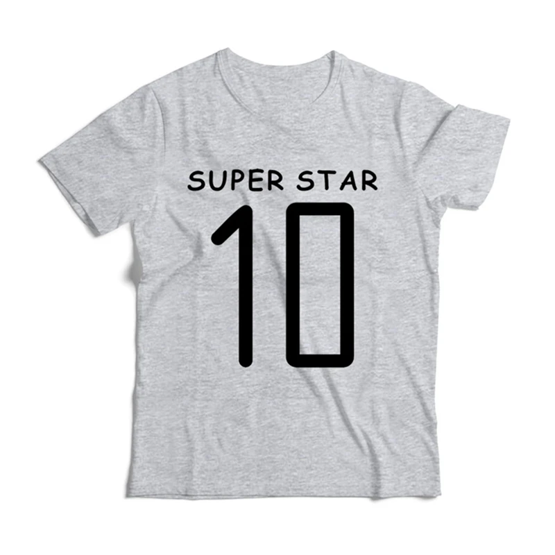 Человек Лето 100% хлопок № 10 Футболка Модные спереди Super Star с принтом три Цвета