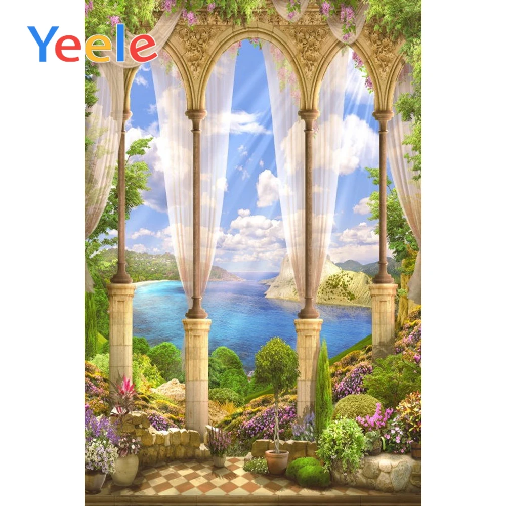 

Yeele Palace View Platform Curtain Arch Scenic Photography Backgrounds Garden Vinyl Custom Backdrops Wedding For Photo Studio