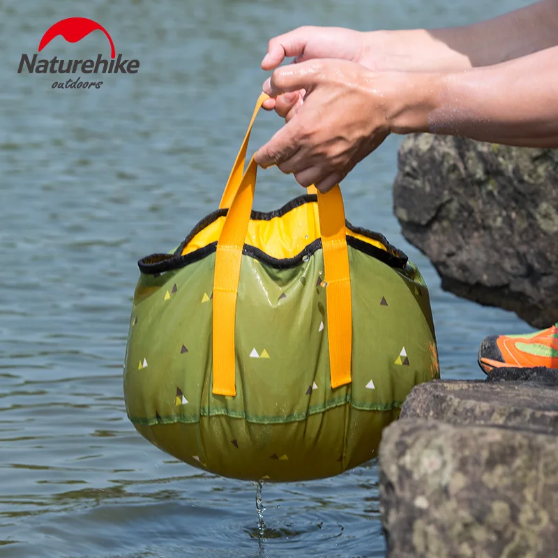 Naturehike nuevo 10L/16L portátil al aire libre ultraligero de cuenca de agua plegable contenedor Camping Picnic lavado cubo PU5000 bolsa