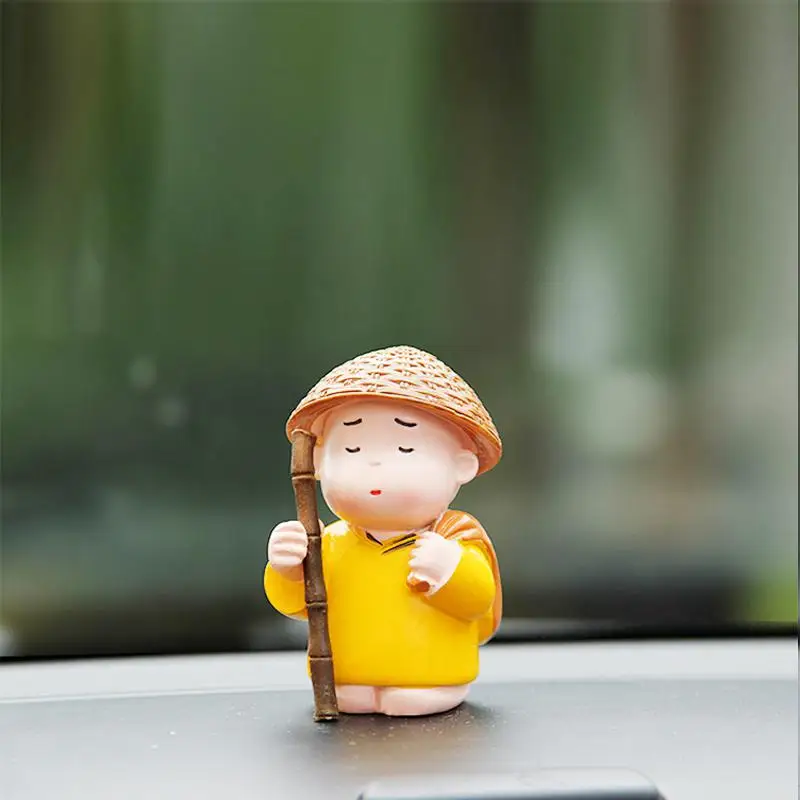 3 шт./компл. автомобиль дома мультфильм маленький монах украшение куклы автомобиль украшения веселый безопасный Смола украшения для офиса