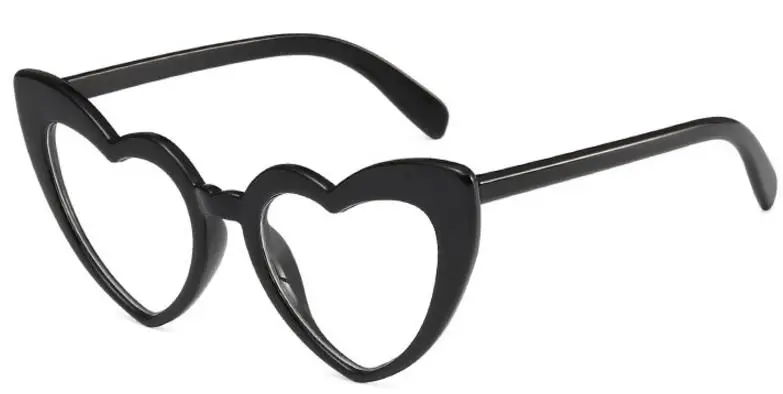 Ladies Heart Shaped Sunglasses love heart sunglasses women cat eye vintage Brand Designer Female Shades Lady Sunnies - Цвет линз: black clear