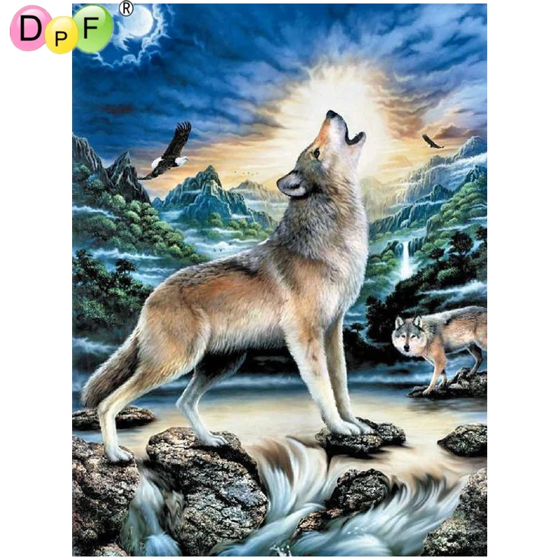 

DPF DIY Howling Wolf Eagle 5D crafts diamond painting cross stitch needlework Gift mosaic square home decor diamond embroidery