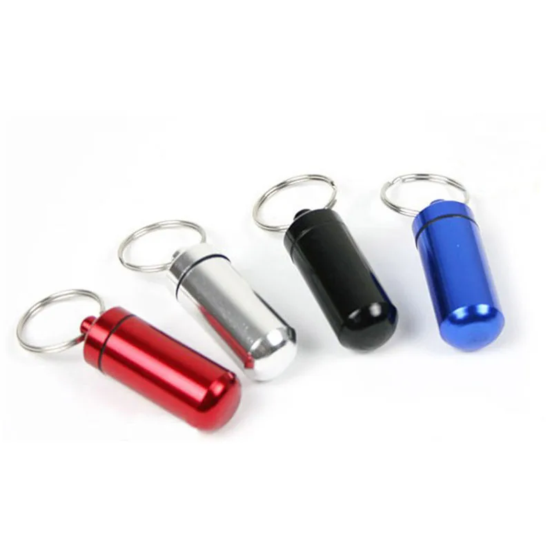 

Small Aluminum Survival Pill Medicine Capsules Containers Box with Keychain SN-Hot
