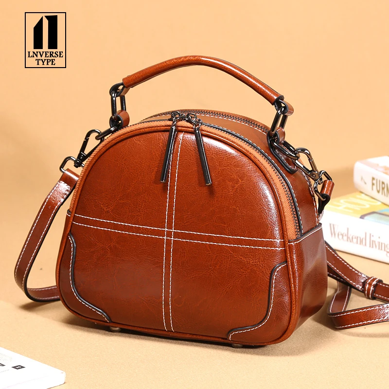 

Double-layer retro small round bag Girl Messenger Bags Fashion PU Leather For Women Female Shoulder Bags Ladies Party Handbags