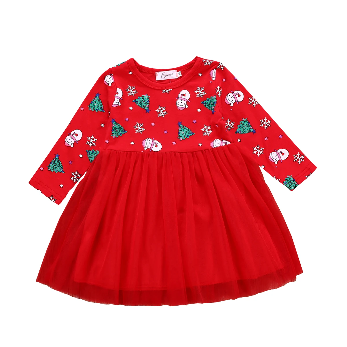 

Christmas Childrens Baby Girls Clothes Cotton Casual Popular Print Girls Dress Long Sleeve Princess Party Tulle Xmas Gift Dress