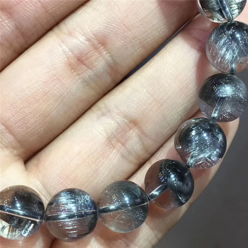 Natural Brookite Platinum Silver Rutilated Quartz Bracelet  (3)
