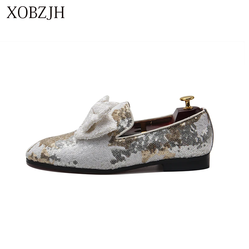 XOBZJH итальянская модель лета 2019 мужские роскошные свадебные белые Лоферы для