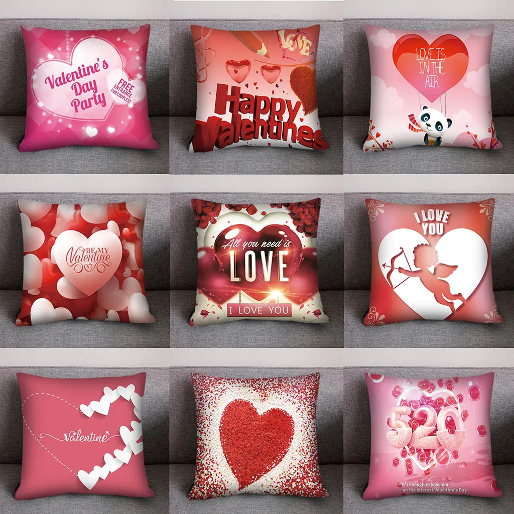 

Print Pillow Case Polyester Sofa Car Cushion Cover Home Decor Valentine's Day pillow case Home Decorative Pillowcase #WS