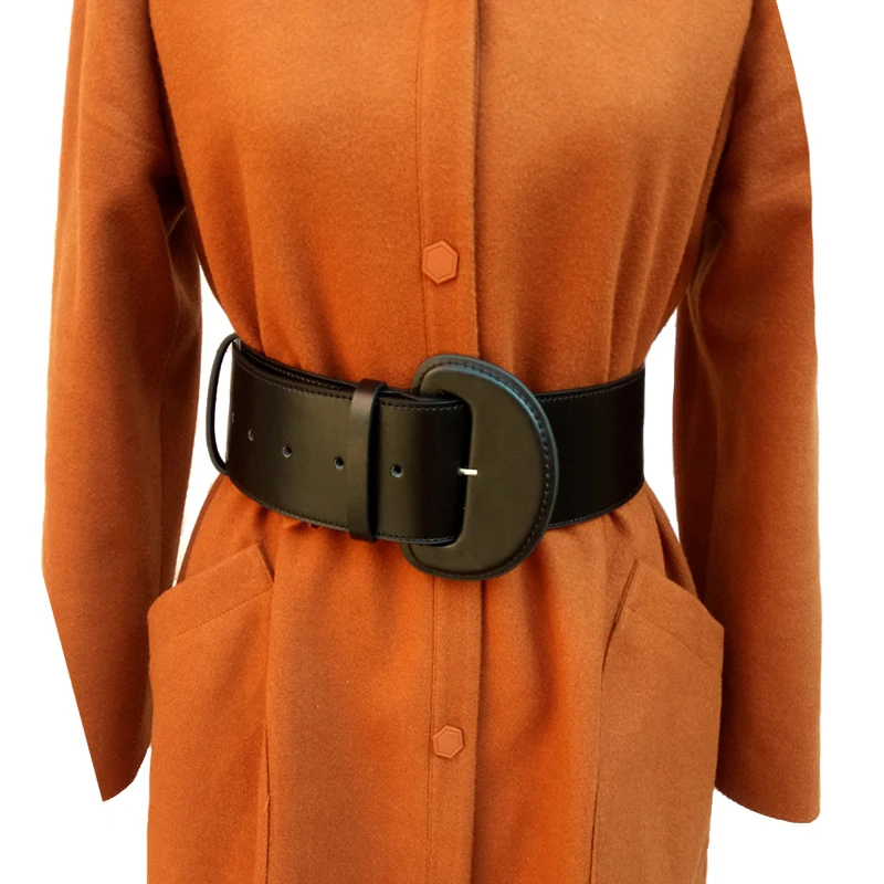 Vintage Leather Wide Big Buckle Belts For Women Dress Decorative New